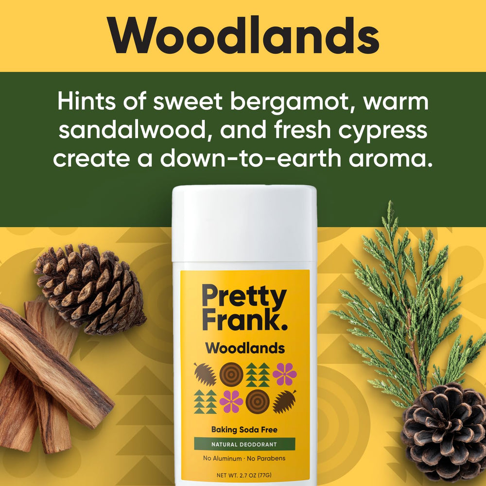 Pretty Frank Woodlands scent close-up with bergamot, sandalwood, cypress.