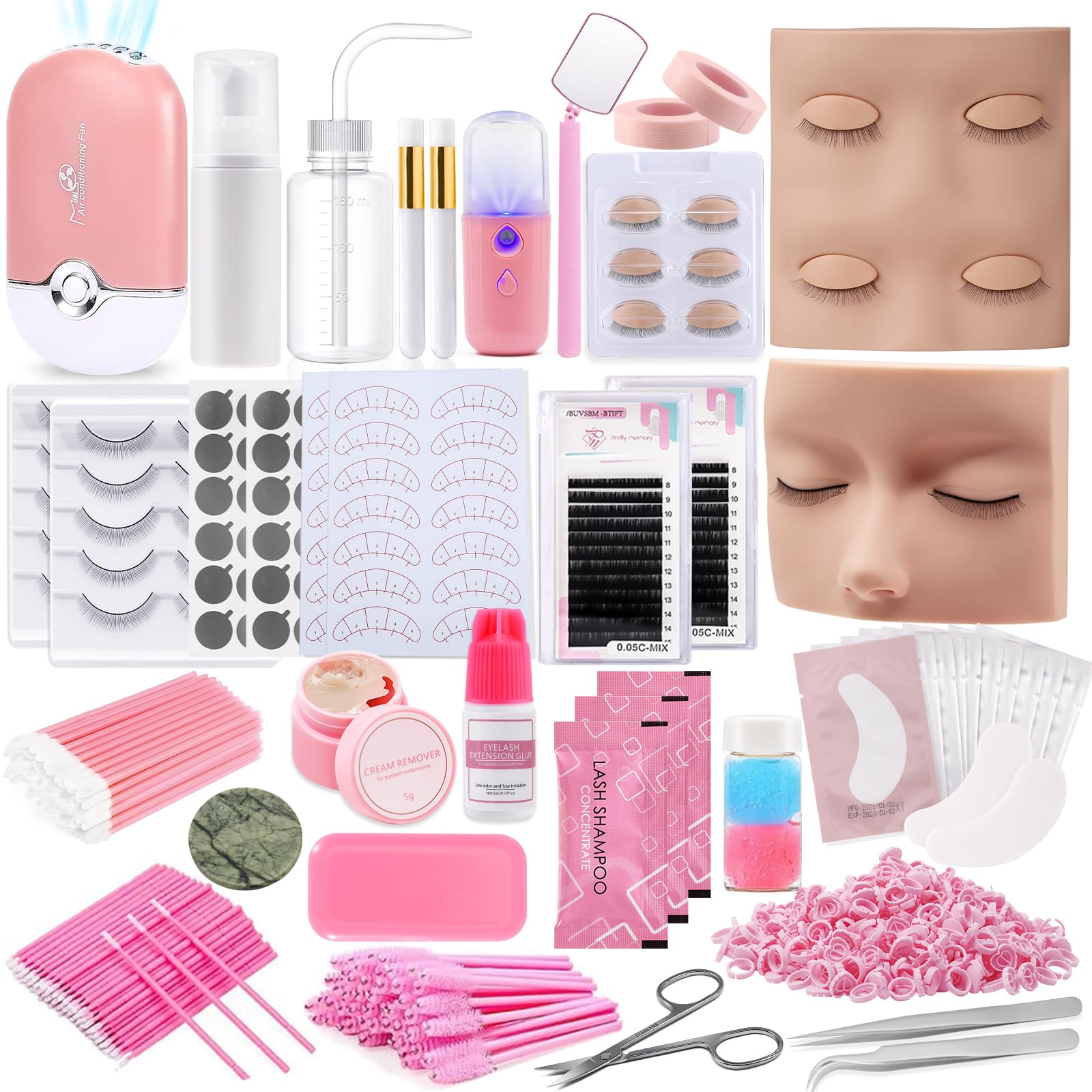 Kit Pretty memory pour extension de cils, focus sur les yeux, idéal pour l'entraînement.