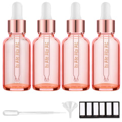 PrettyCare bouteilles goutte rose 30 ml pour huiles essentielles et cosmétiques