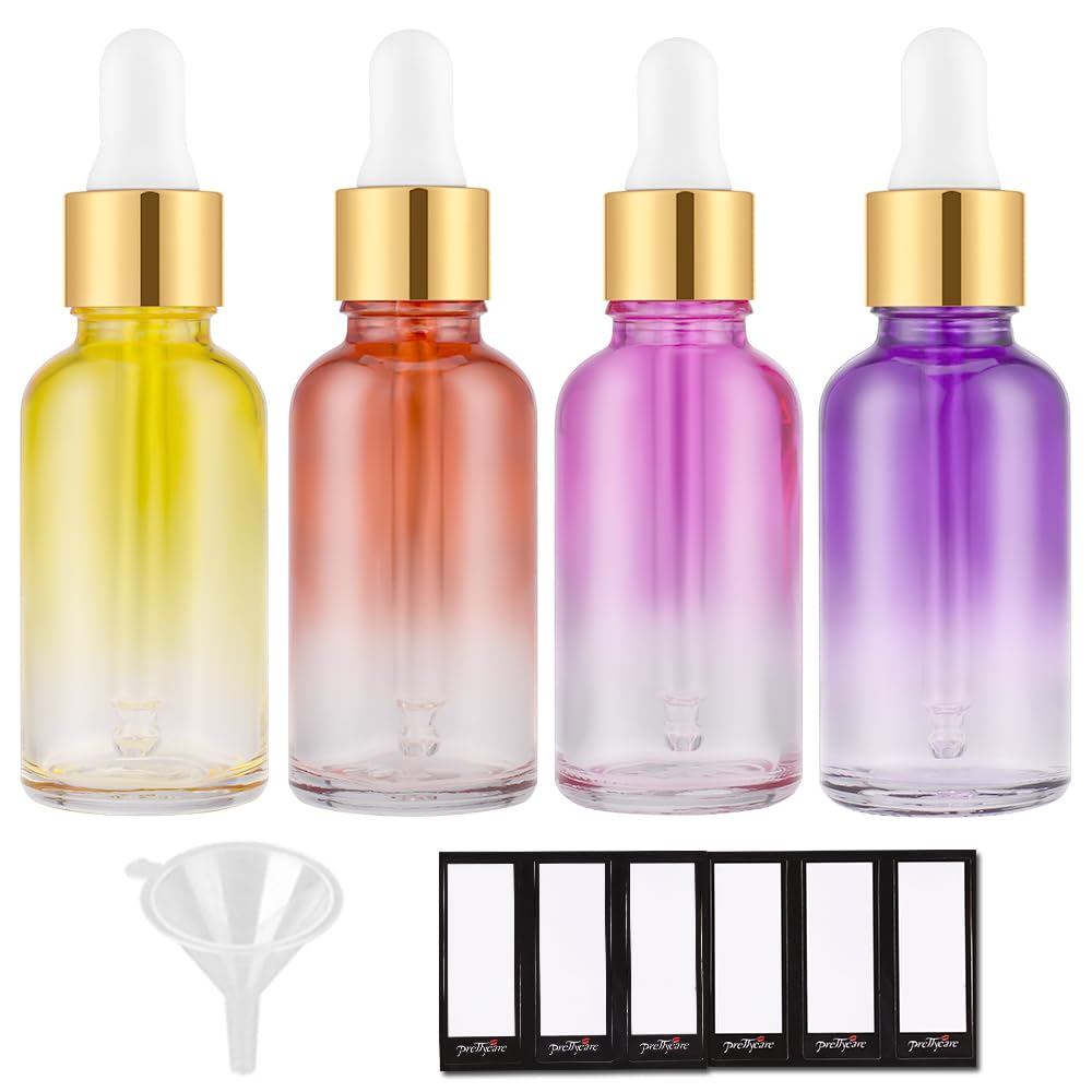 PrettyCare bouteilles goutteur arc-en-ciel pour mélanges d'huiles essentielles.