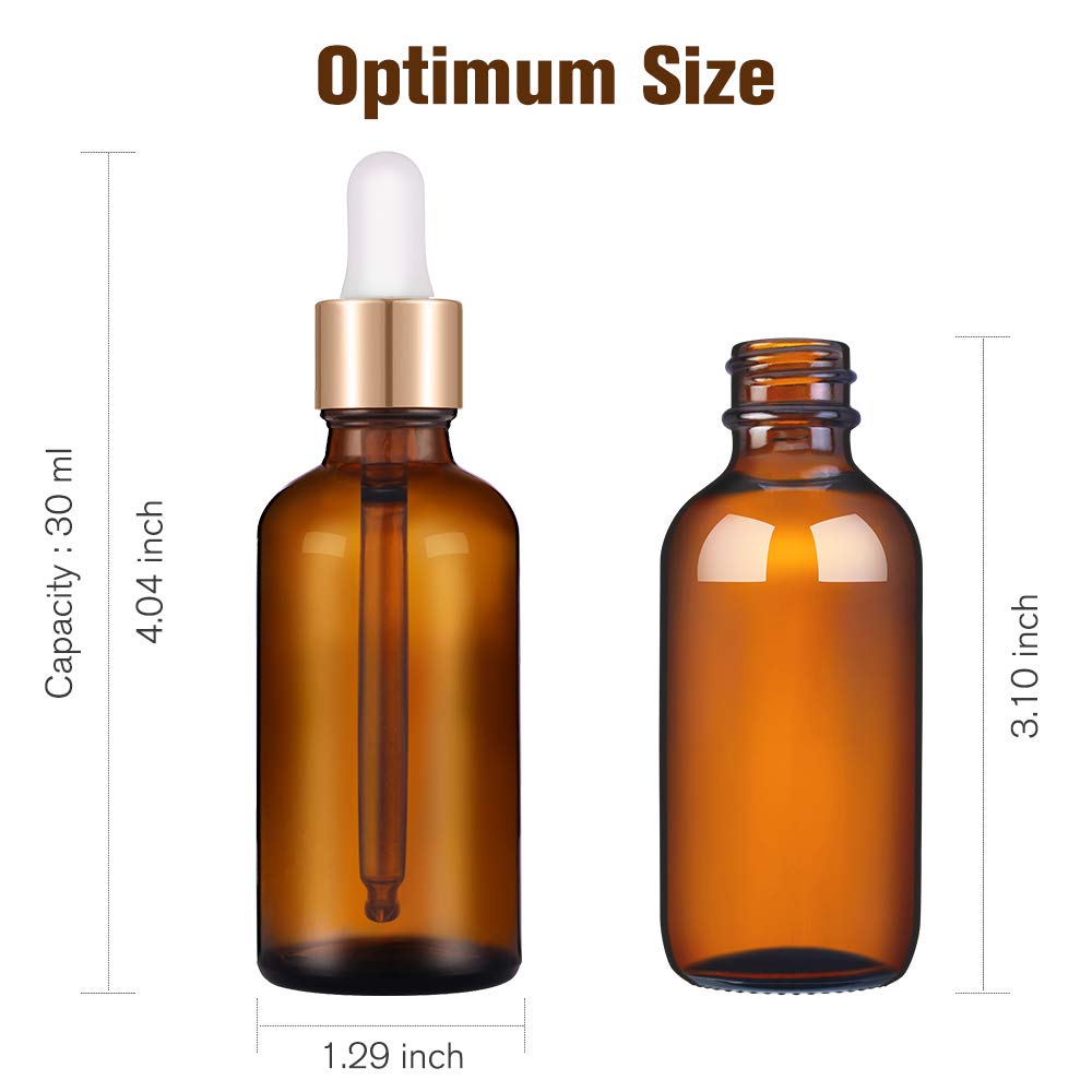 Verre ambré avec protection UV pour préserver les formulations stockées.