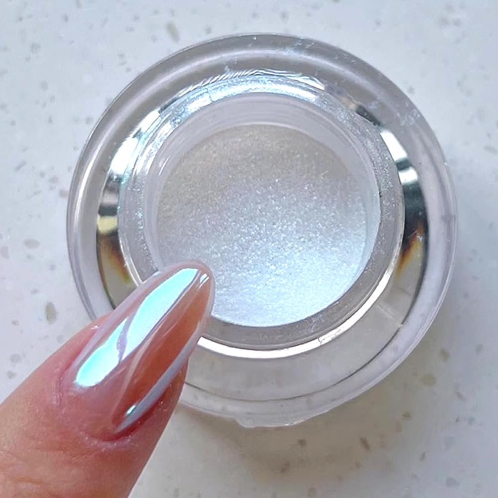 PrettyDiva poudre lune nacrée pot : éclat miroir durable pour ongles.