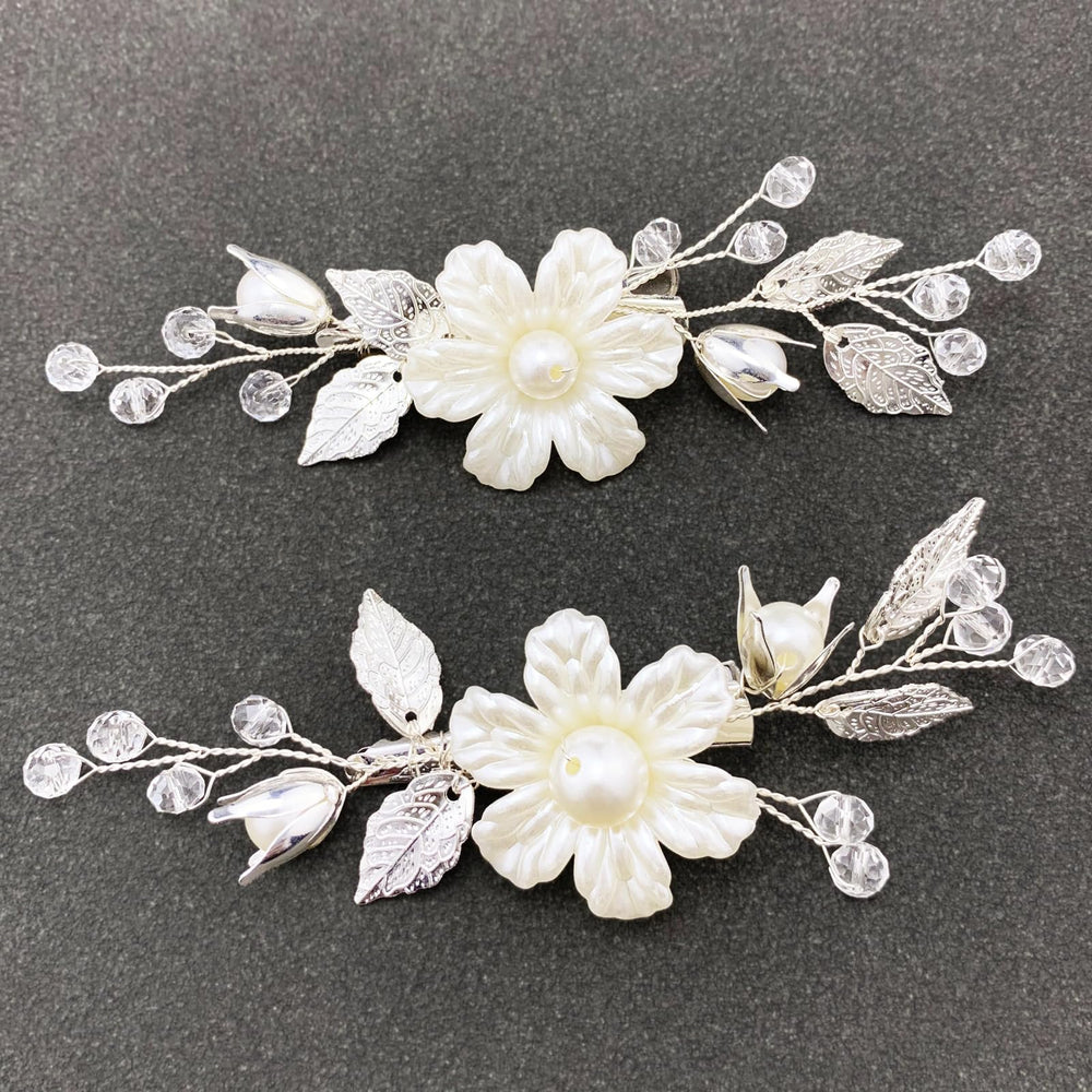 PrettyLife dentelle-feuilles argent broche-cheveux mariage, design délicat et durable.