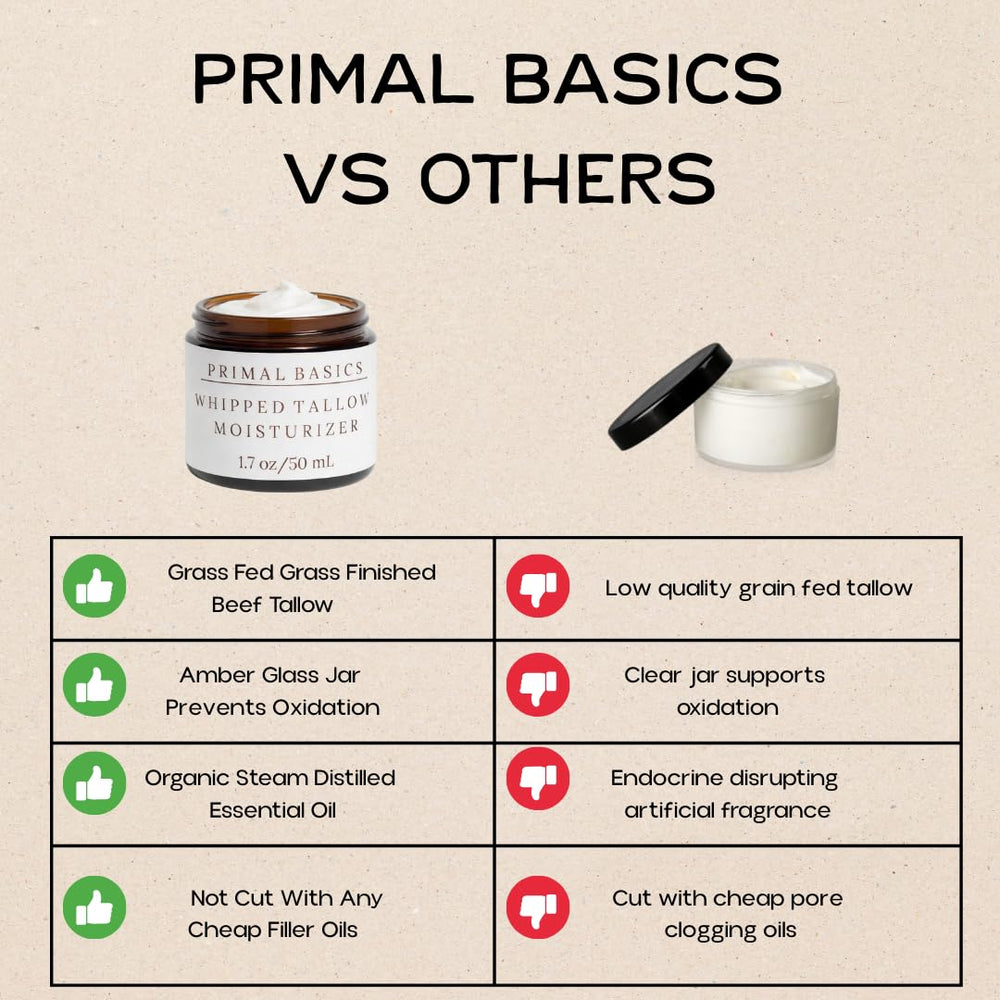 Primal Basics Hydratation durable visage et corps au tallow vanille.