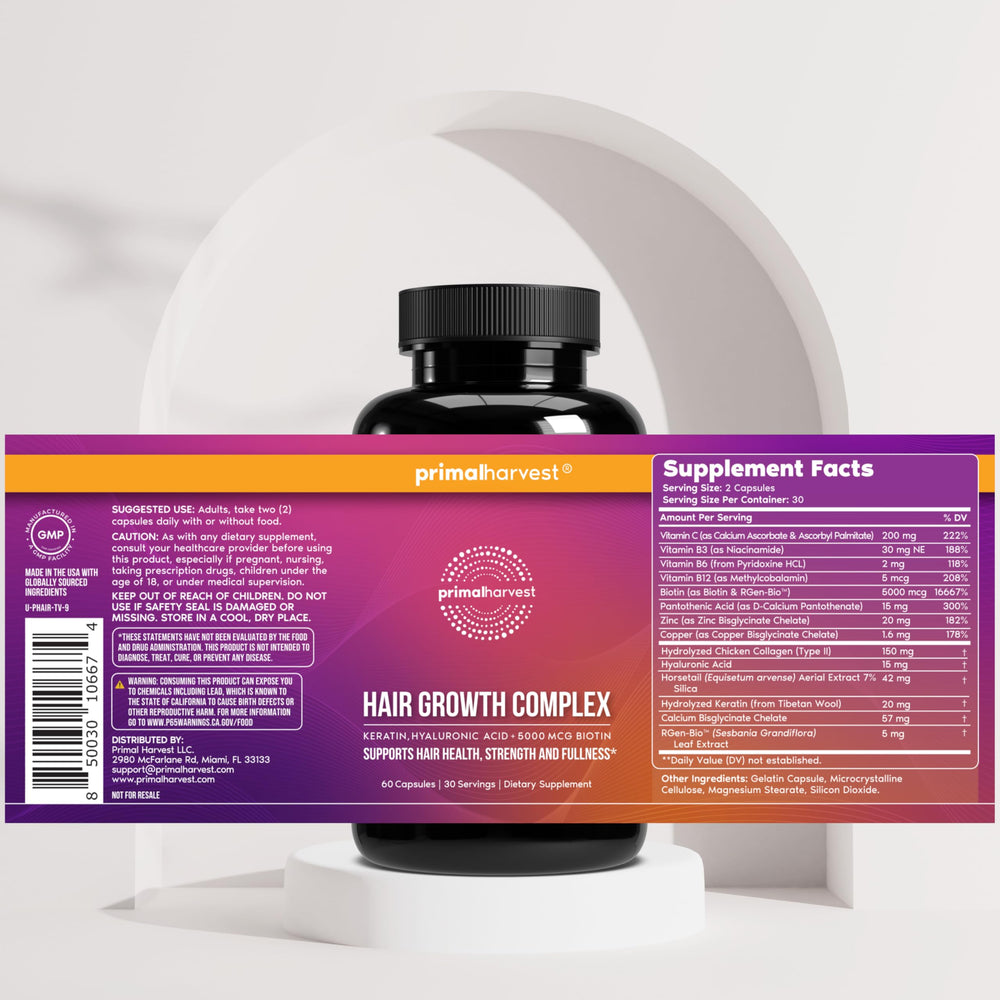 Ingrédients Zinc et Cuivre dans Primal Harvest, complément pour la routine beauté.