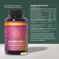 Primal Harvest Vitamines croissance cheveux – comprimés visibles, complément quotidien pour cheveux plus forts.