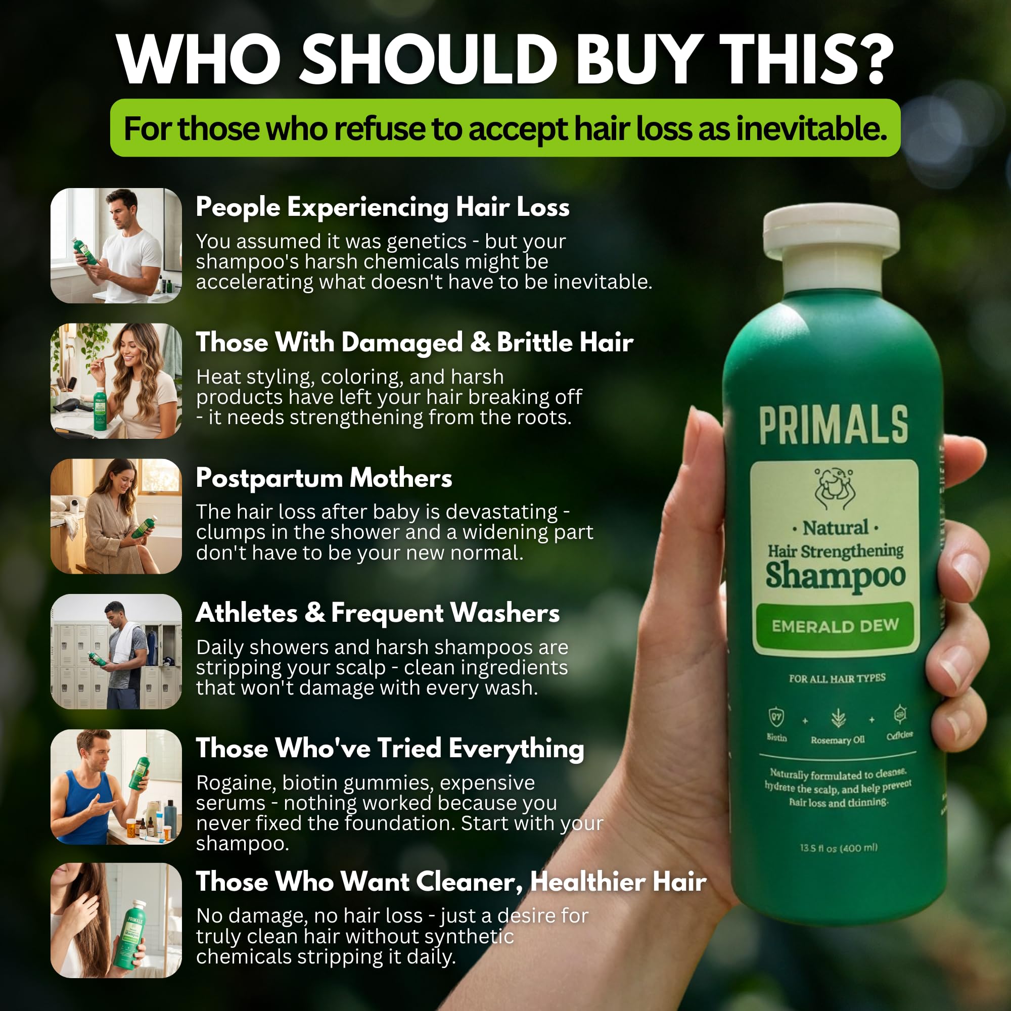 PRIMALS Shampoing Brillance — Cheveux brillants et hydratés après lavage