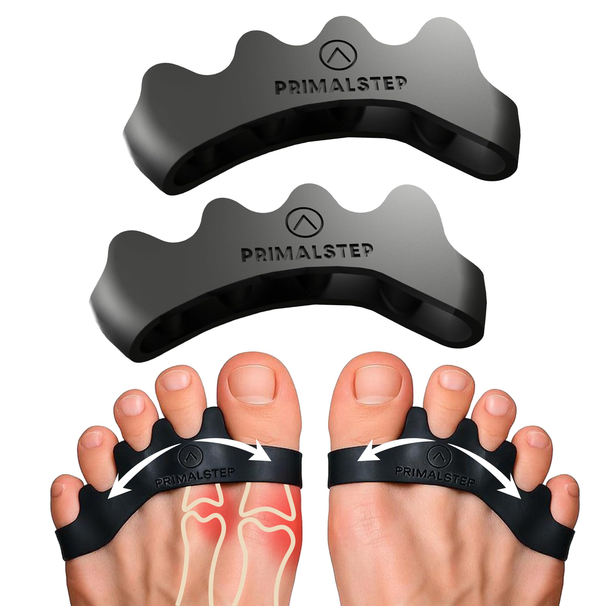 PrimalStep séparateurs d’orteils, gros plan sur le silicone doux et durable.