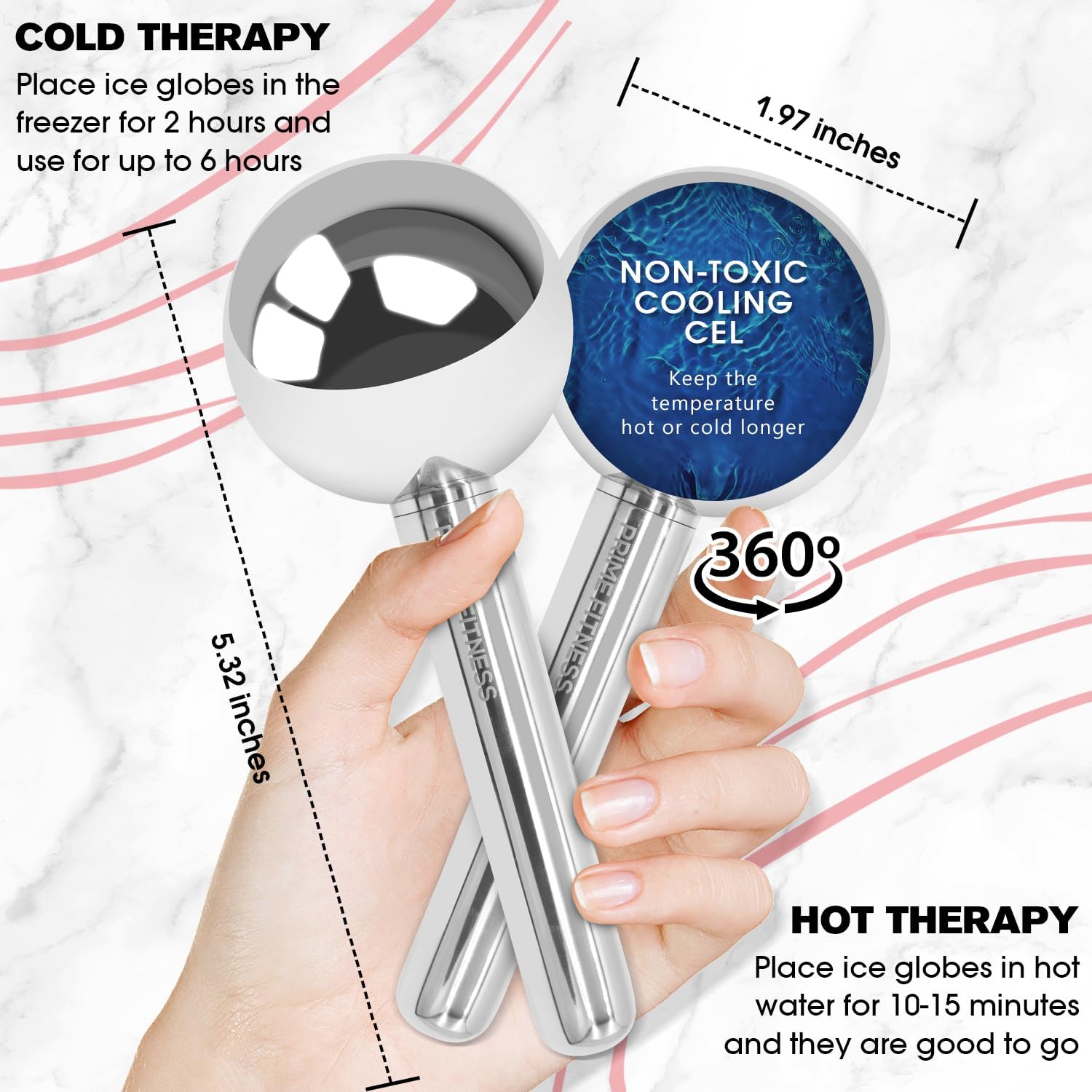 PRIME Fitness bâtons cryotherapie visage: utilisation froide rapide pour tonifier la peau.