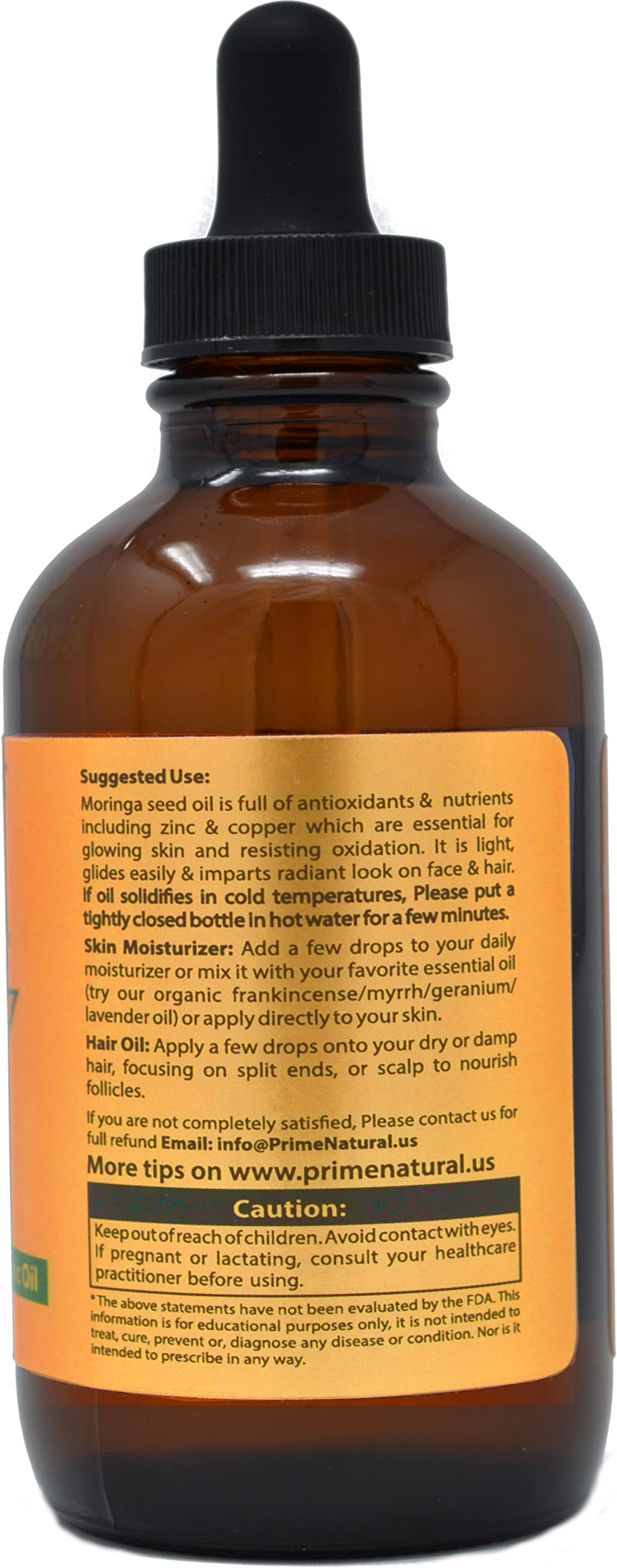 PRIME NATURAL Huile de Moringa – usage visage, nourrir et adoucir la peau.