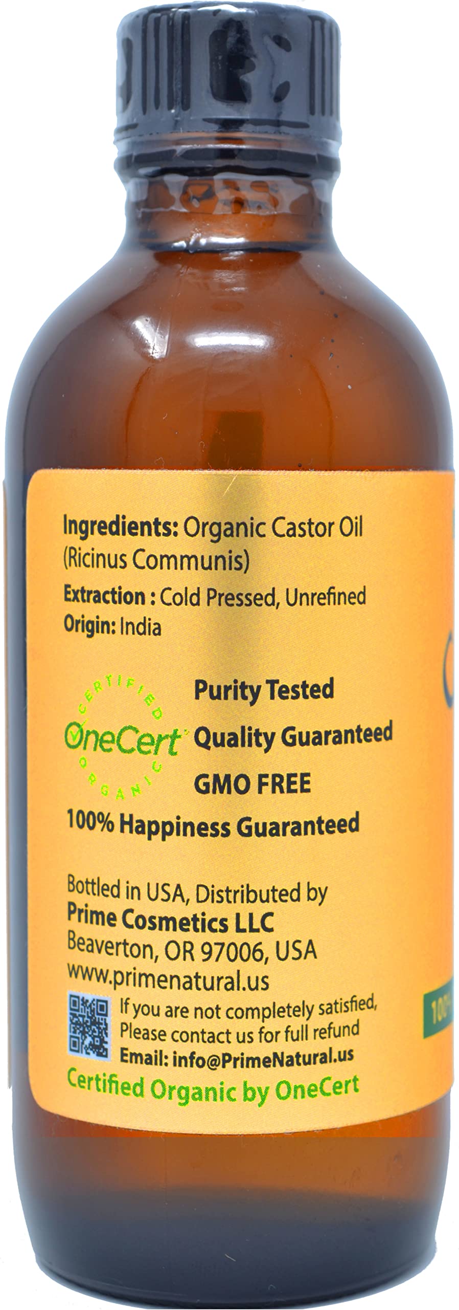 Prime Natural huile ricin soin cheveux peau et ongles, utilisation polyvalente.