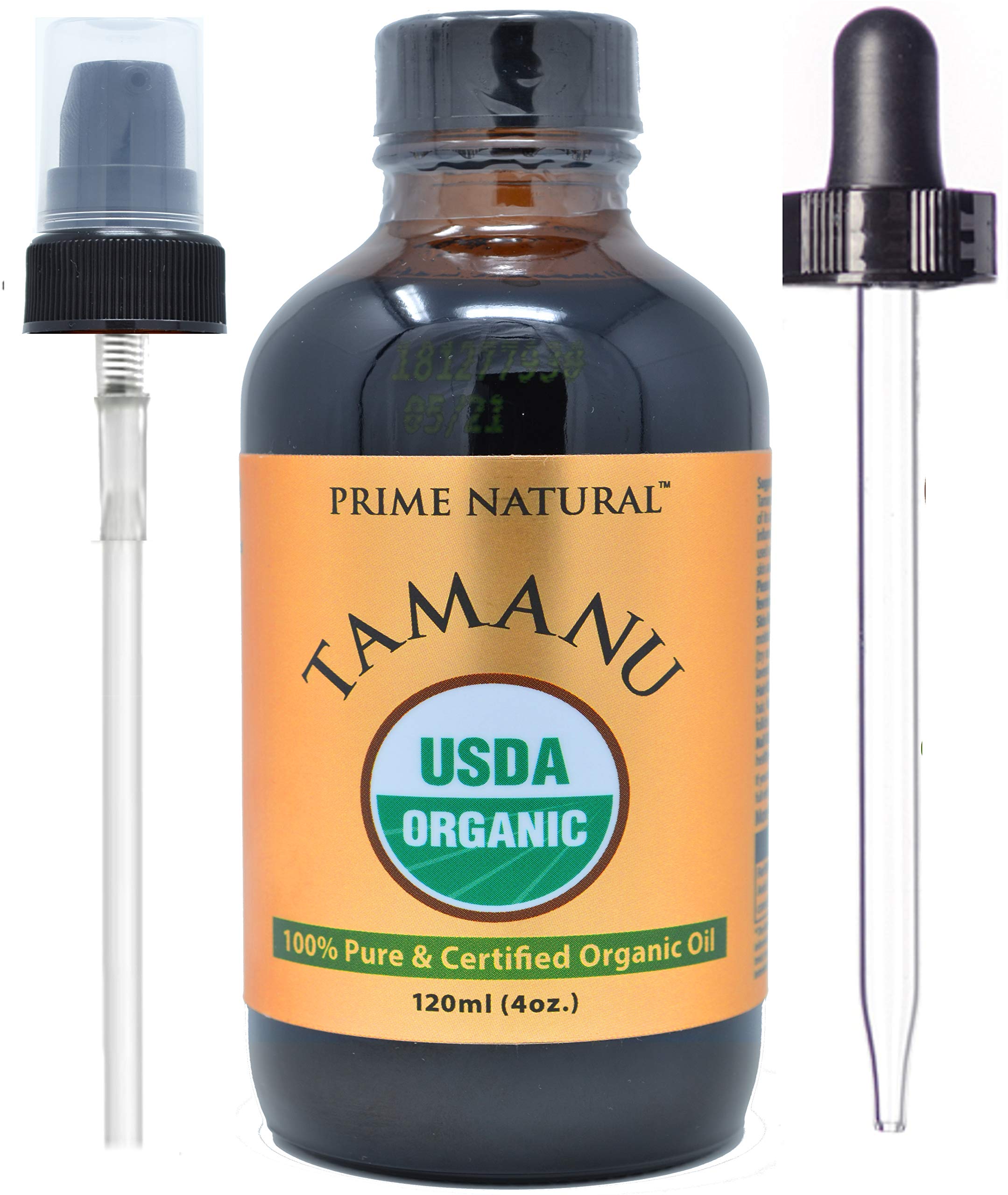 PRIME NATURAL Huile Tamanu — bouteille pompe, hydratation pratique et rapide.