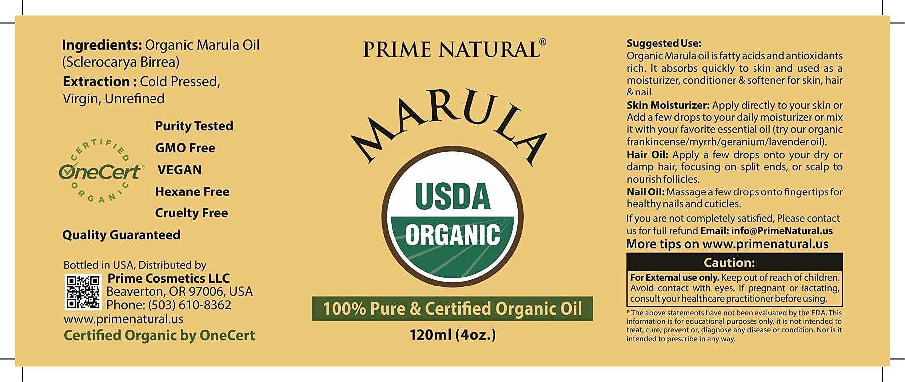 Prime Naturel Marula Oil: flacon ambré protégeant les actifs sensibles