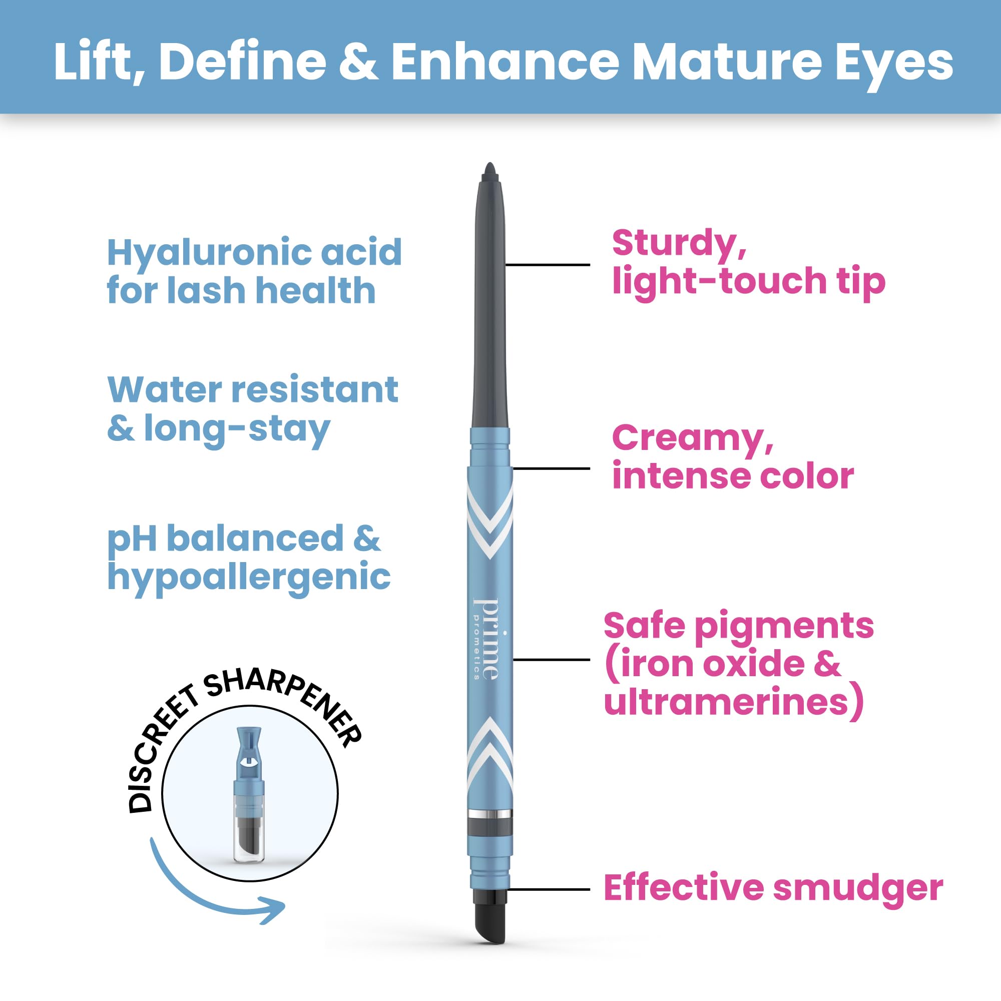 Prime Prometics PrimeEyes Glide Eyeliner couleur noir pour définition discrète.