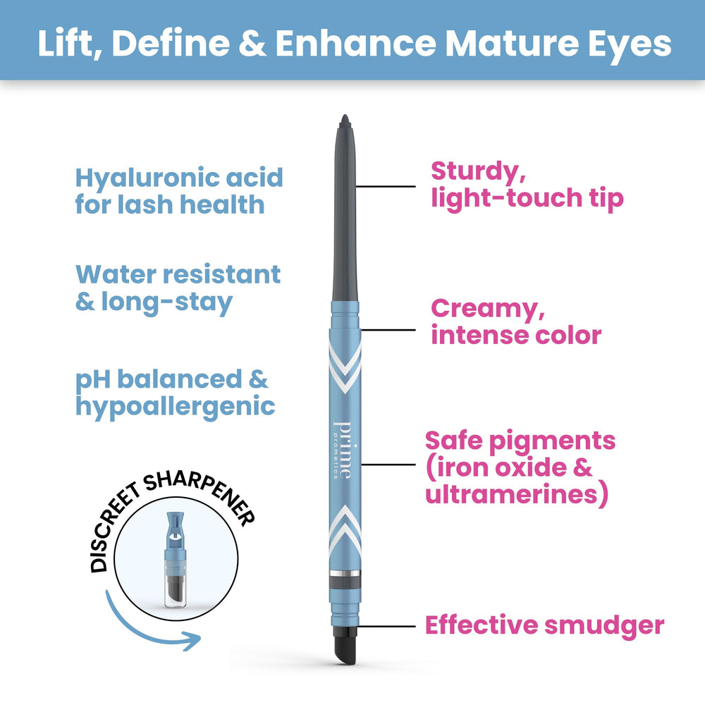 Prime Prometics PrimeEyes Glide Eyeliner couleur noir pour définition discrète.