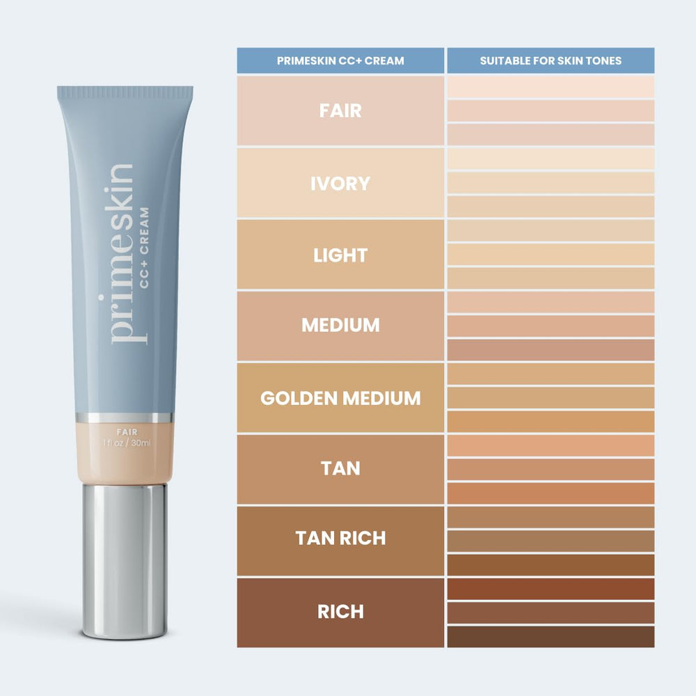 Prime Prometics PrimeSkin CC+ – Texture liquide-poudre, fusionne avec la peau, fini lisse.