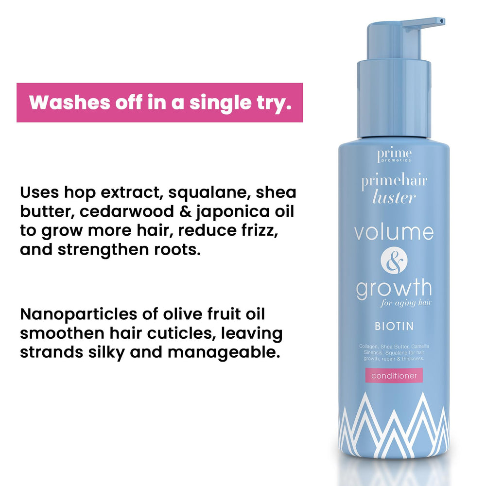 PrimeHair Luster contient de la biotine et actifs nourrissent les longueurs.