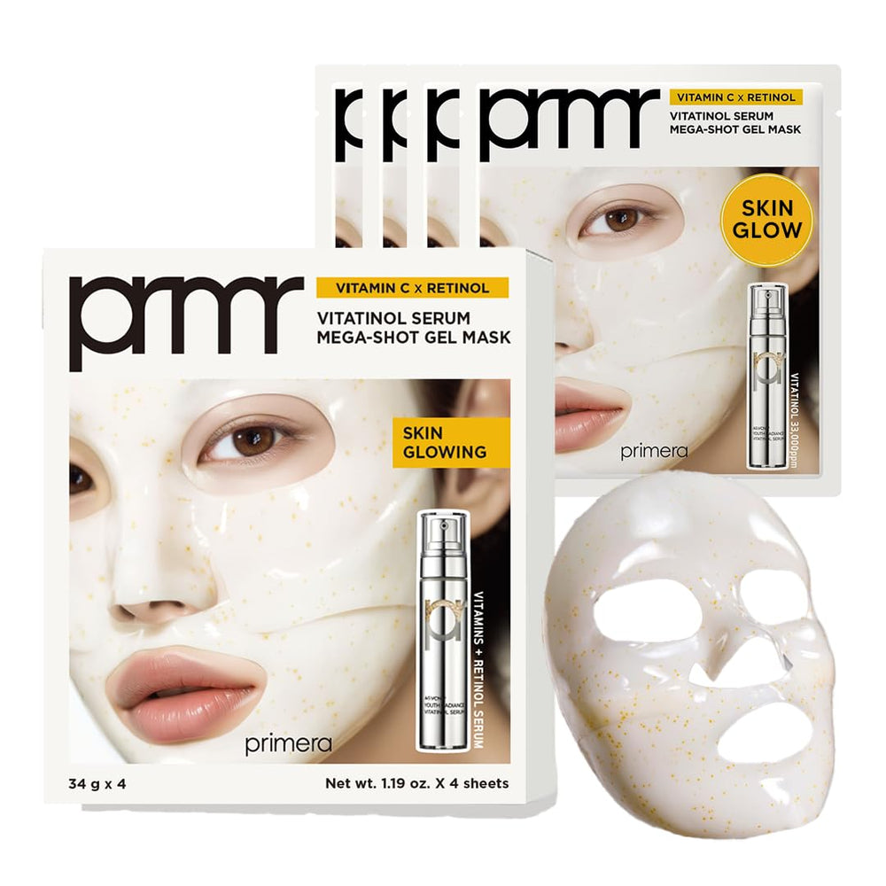 Primera PRMR Masque gel Vitatinol avec sérum intégré pour peau lumineuse.