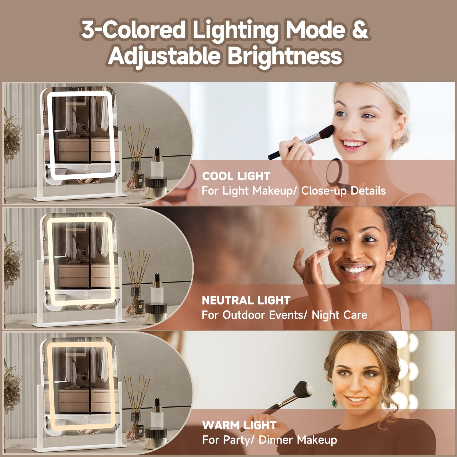 PRIMETEK Miroir Vanity rotation 360° pour angles variés