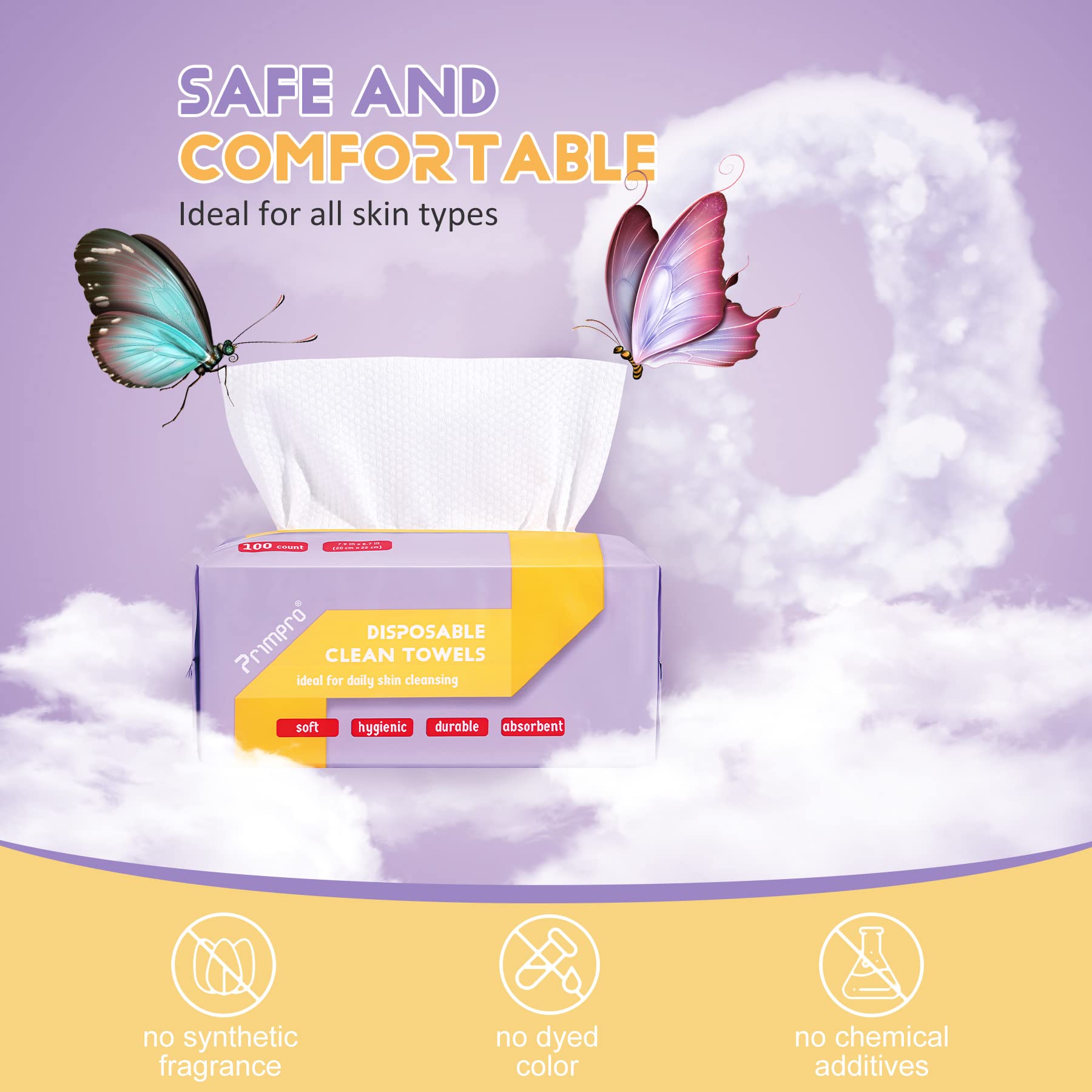 Lingettes Primpro pour maquillage et démaquillage, pratique et douce.