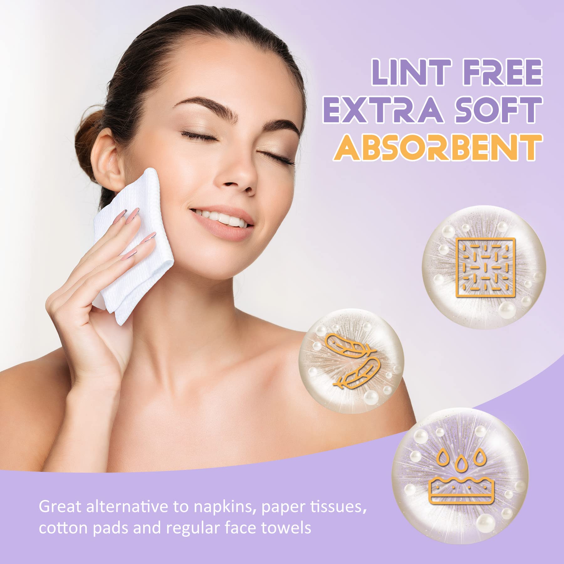 Lingettes Primpro visage usage sec ou humide, polyvalentes pour soins quotidiens.