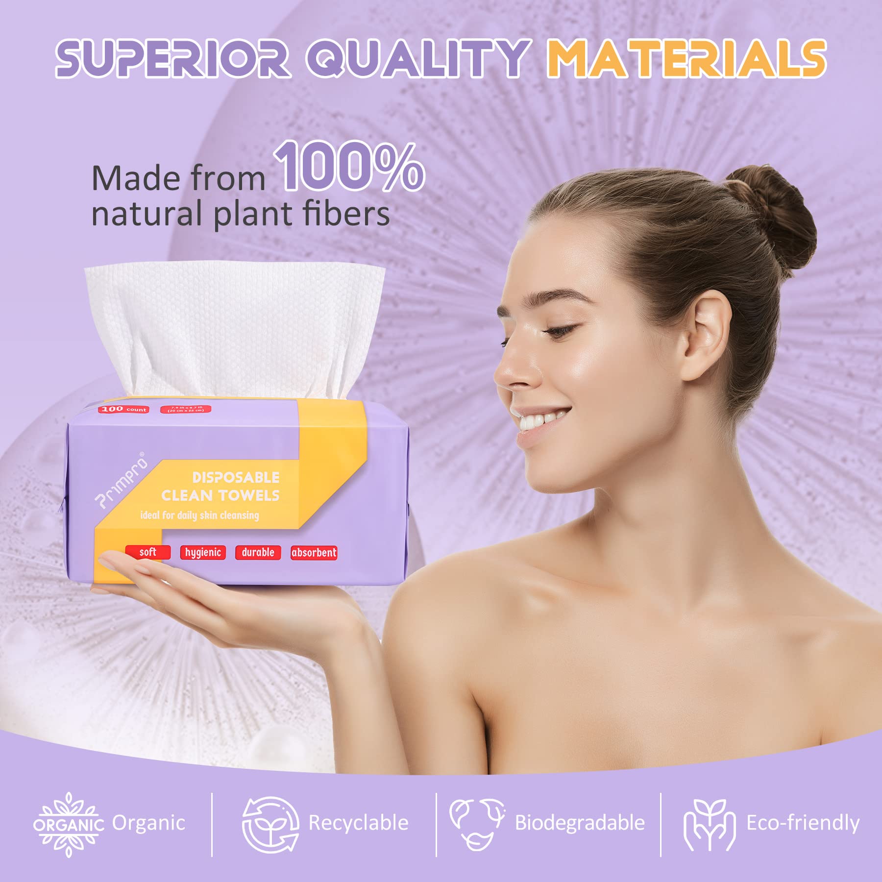Texture perles des lingettes Primpro visage ultra douces et confortables.