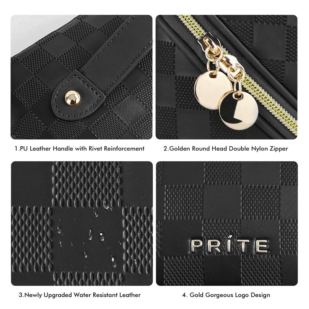 Cuir végan imperméable de la trousse Prite, nettoyage rapide.