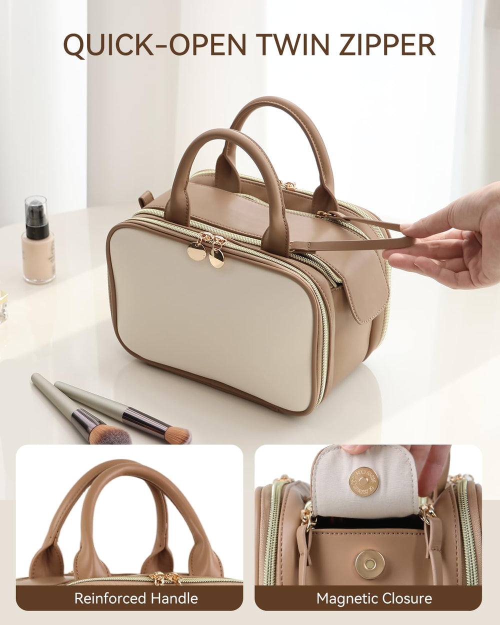 Prite Makeup Bag imperméable protège le contenu lors des déplacements.