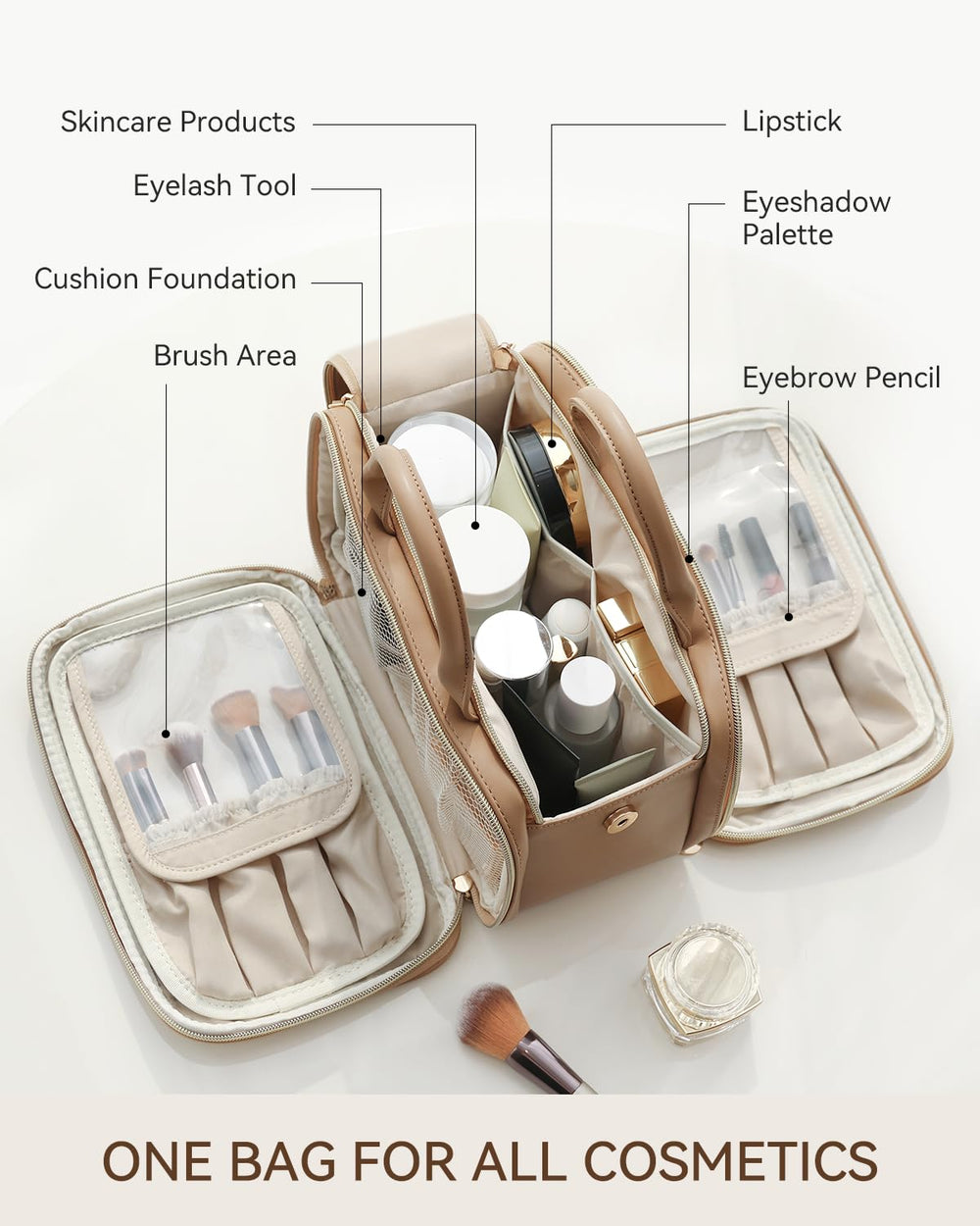 Prite Makeup Bag porte-brosse intégré garde vos brosses à portée de main.