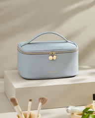 Prite sac-maquillage bleu avec poignée, transport facile lors des déplacements