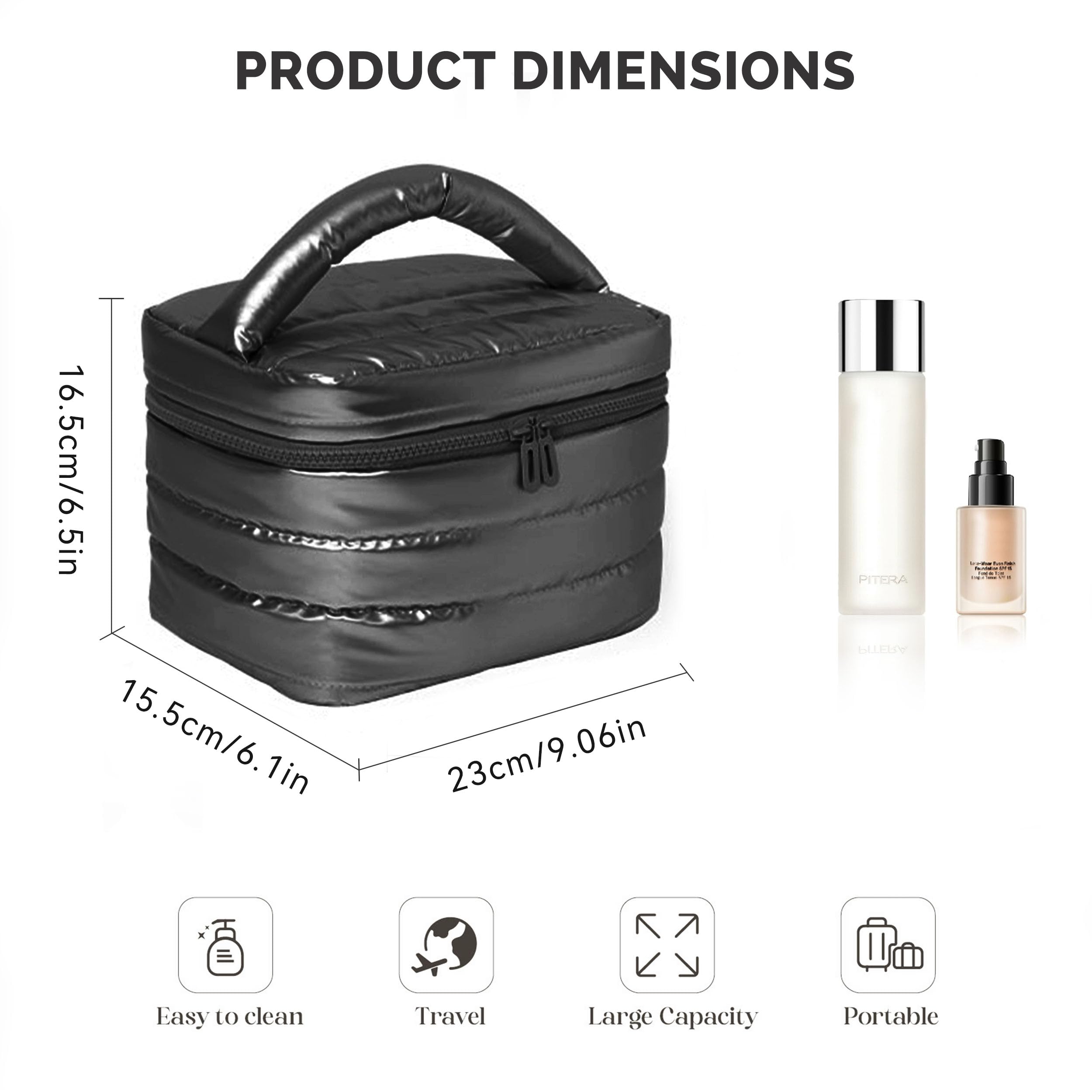 Prite Puffy sac à maquillage ultra léger – pliable pour voyage.