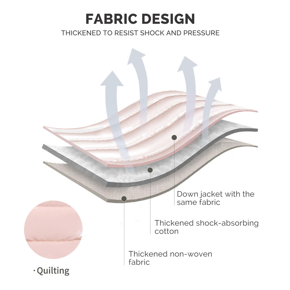 Prite Puffy sac maquillage voyage, anse baguette rembourrée pour un transport confortable.