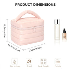 Prite Puffy sac maquillage voyage, compartiment inférieur spacieux pour grands produits.