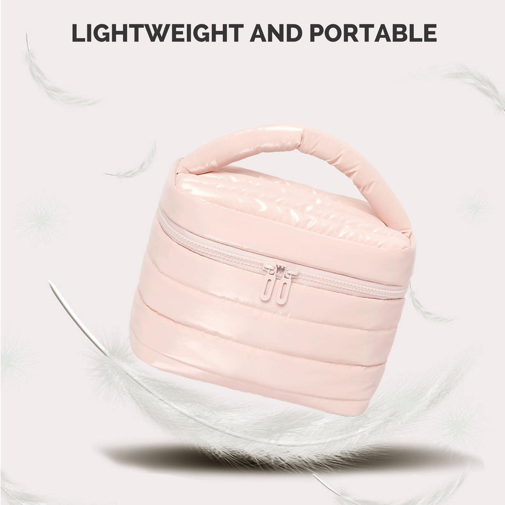 Prite Puffy sac maquillage voyage, ouverture haute zippée pour accès rapide.