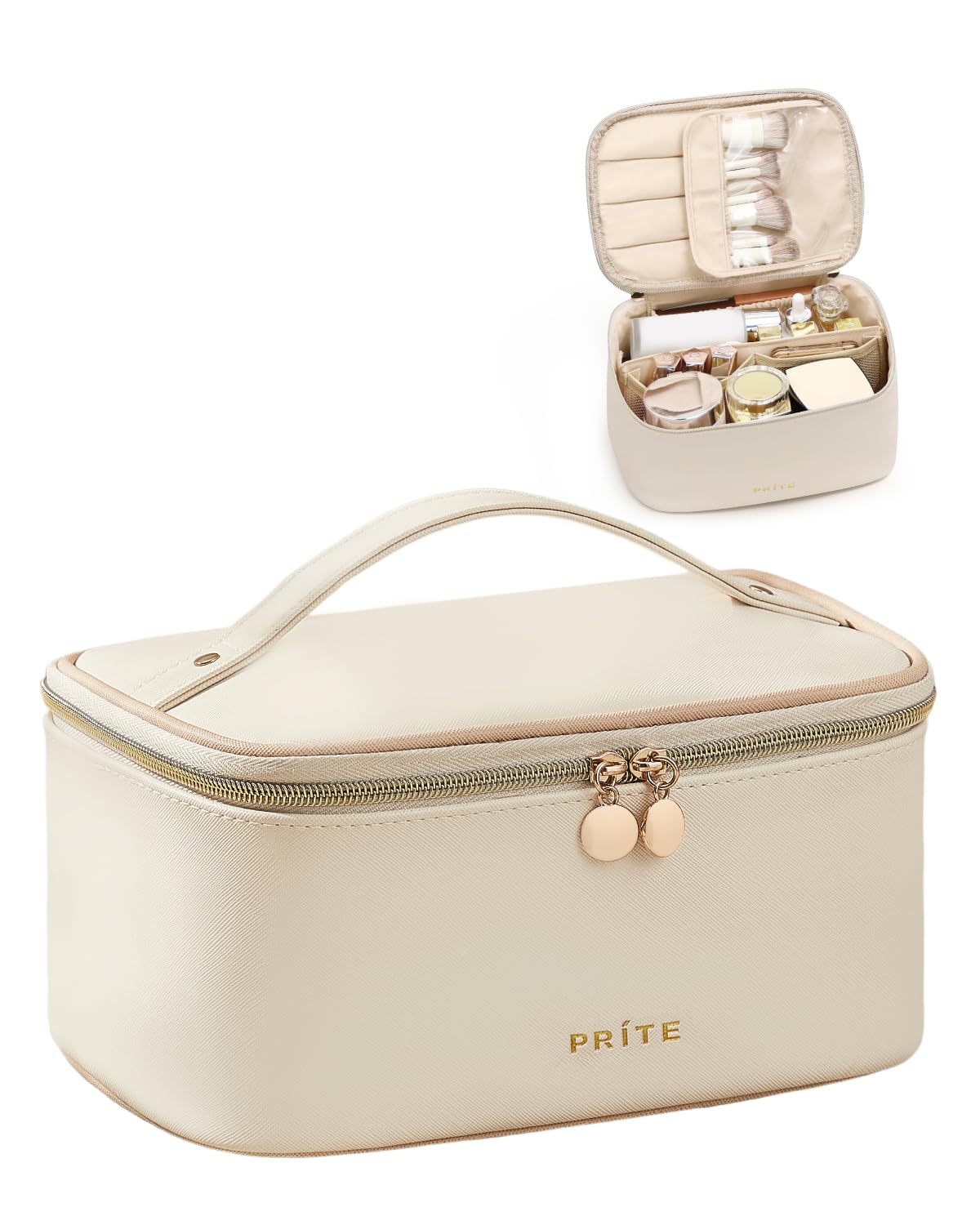 Prite sac-maquillage grande capacite vue exterieure, pratique pour voyage et quotidien.