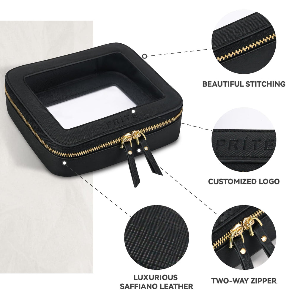 Prite sac maquillage vegan cuir luxe, design épuré.