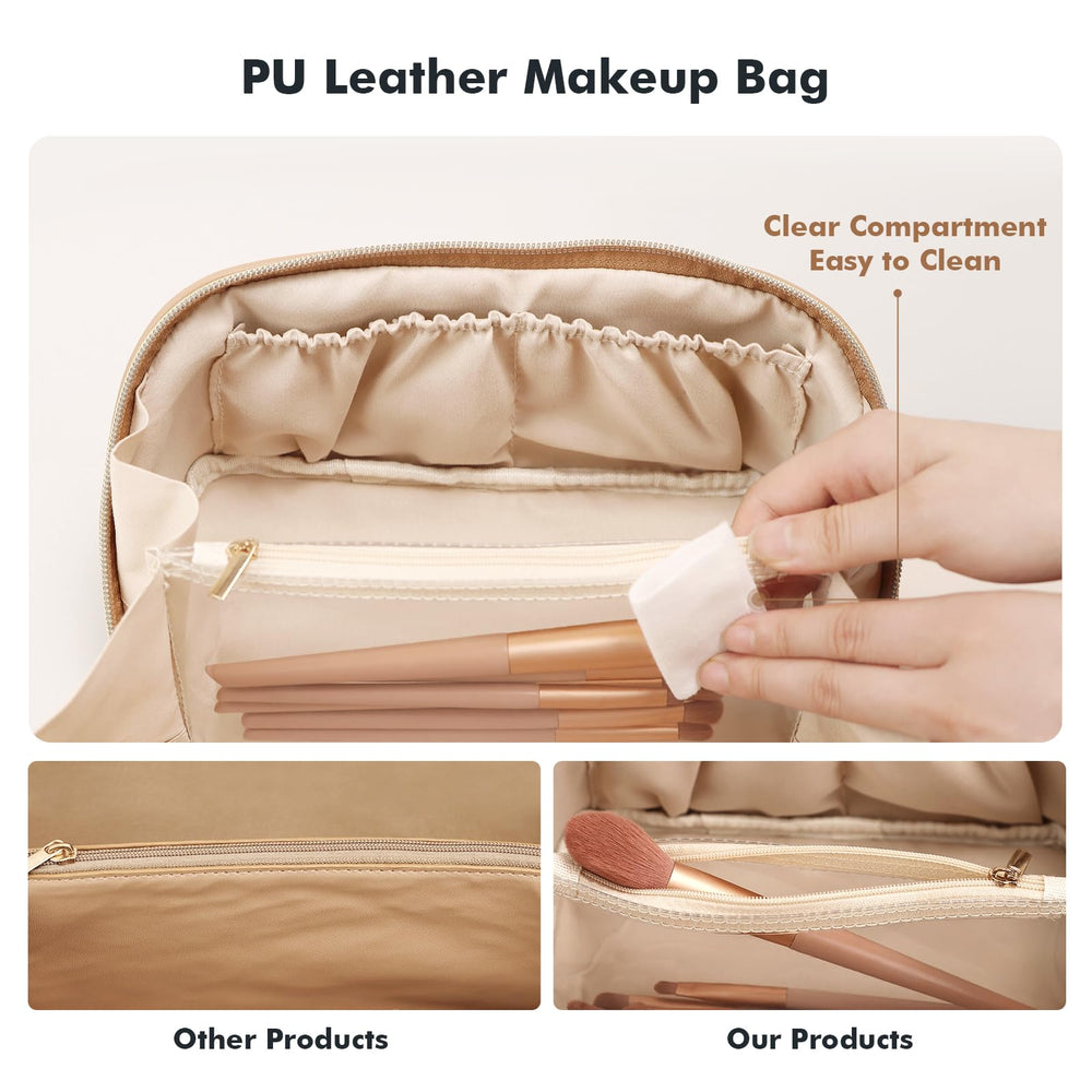 Prite sac maquillage voyage beige extérieur vegan résistant à l eau et facile à nettoyer