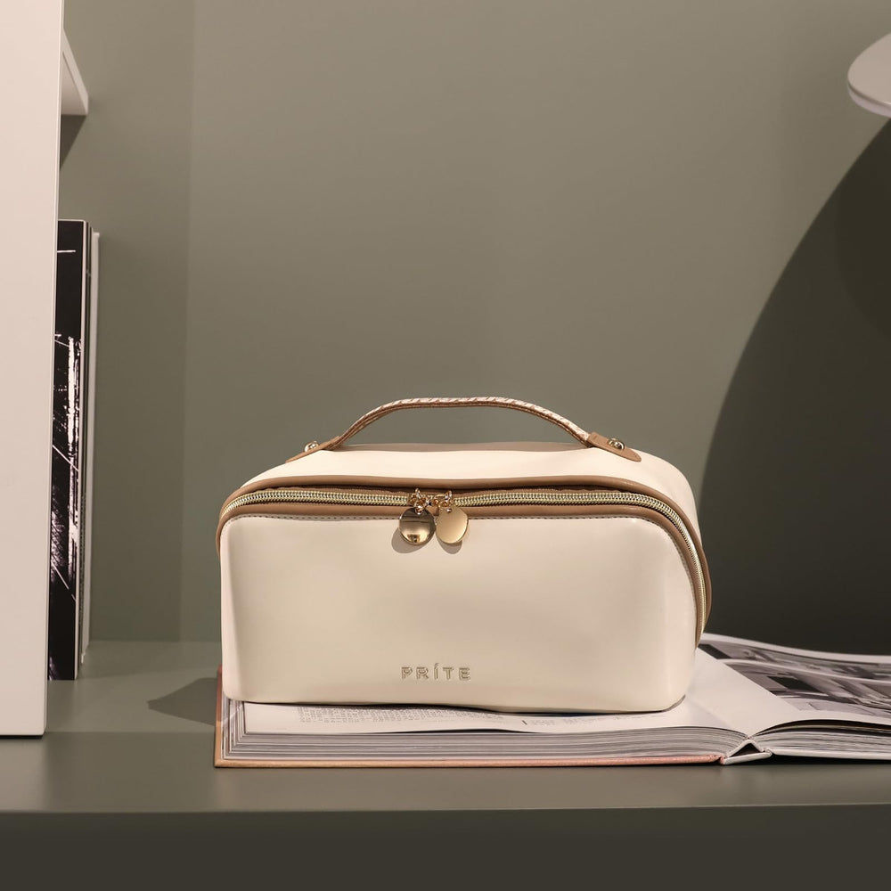 Prite sac maquillage voyage beige utilisation polyvalente pour maquillage et soins