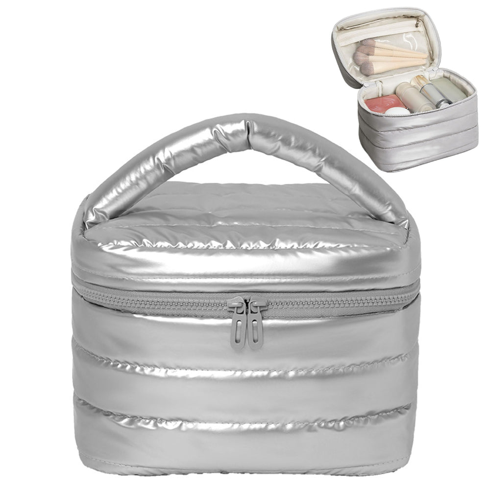 Prite sac-maquillage voyage impermeable en argent, protection contre l'eau pendant les trajets.