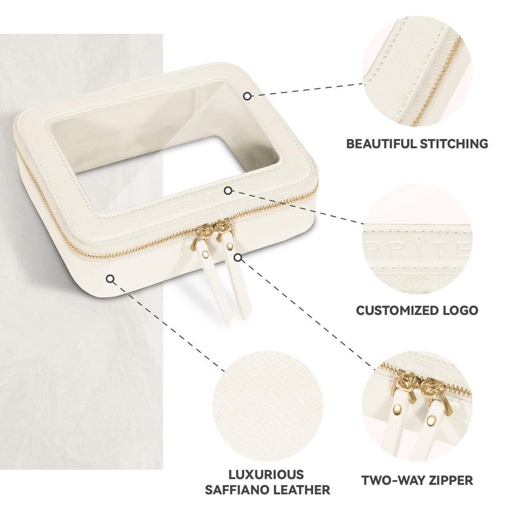 Prite trousse cosmétique design minimaliste pour rangement élégant.