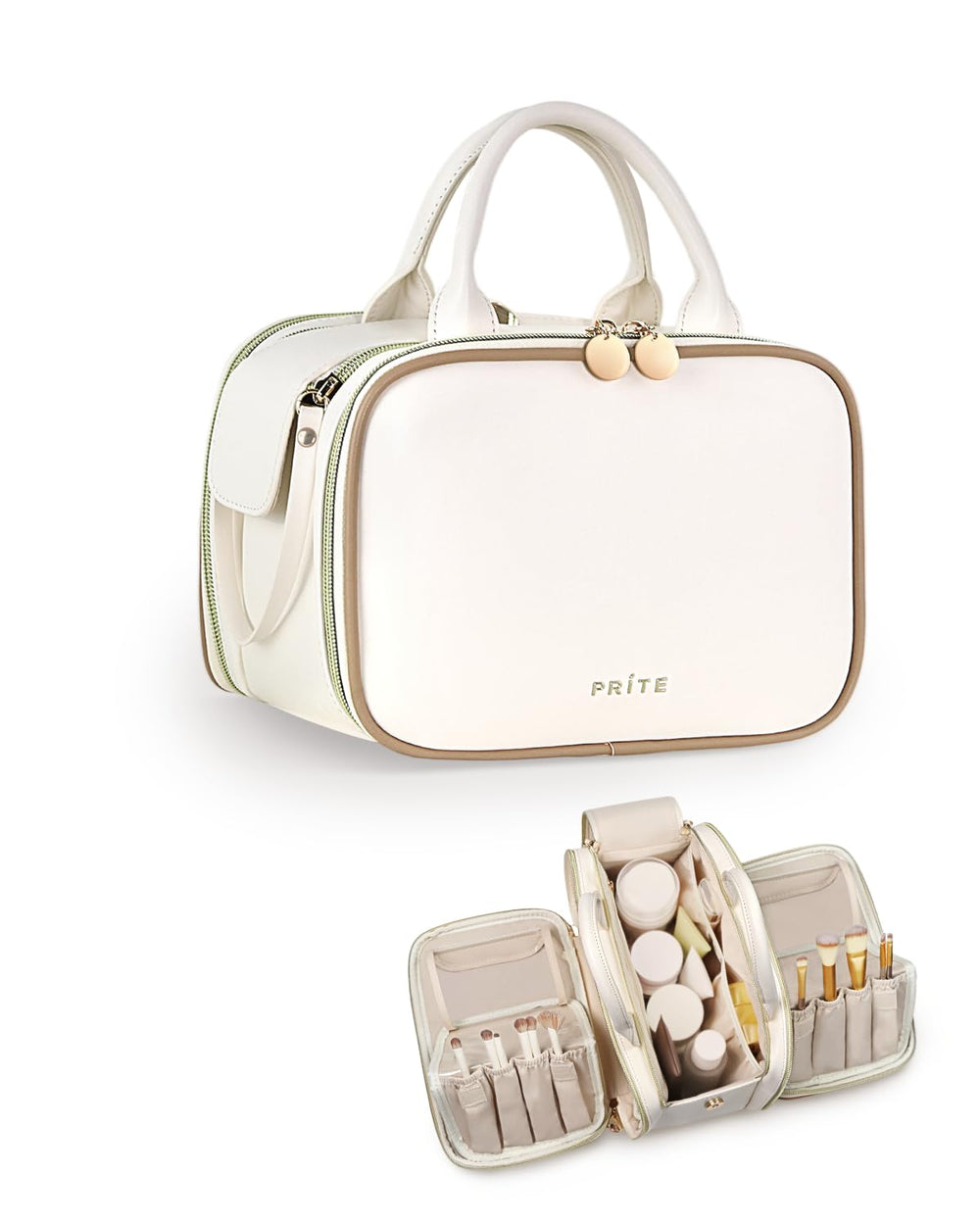 Trousse Prite pour femmes beige moyen — étanche et prête pour le voyage.