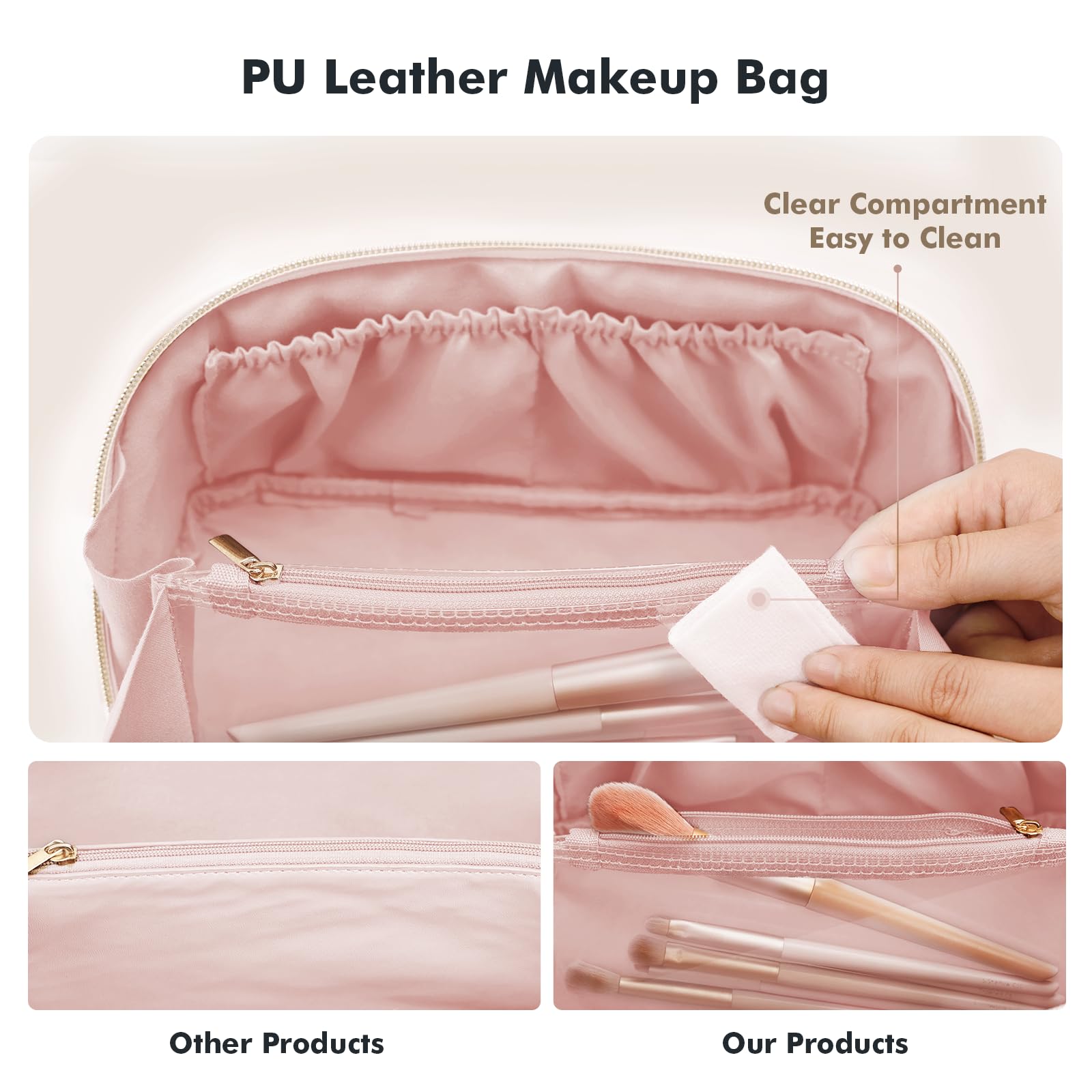 Prite Trousse maquillage plaid rose - protection renforcée pour objets fragiles.