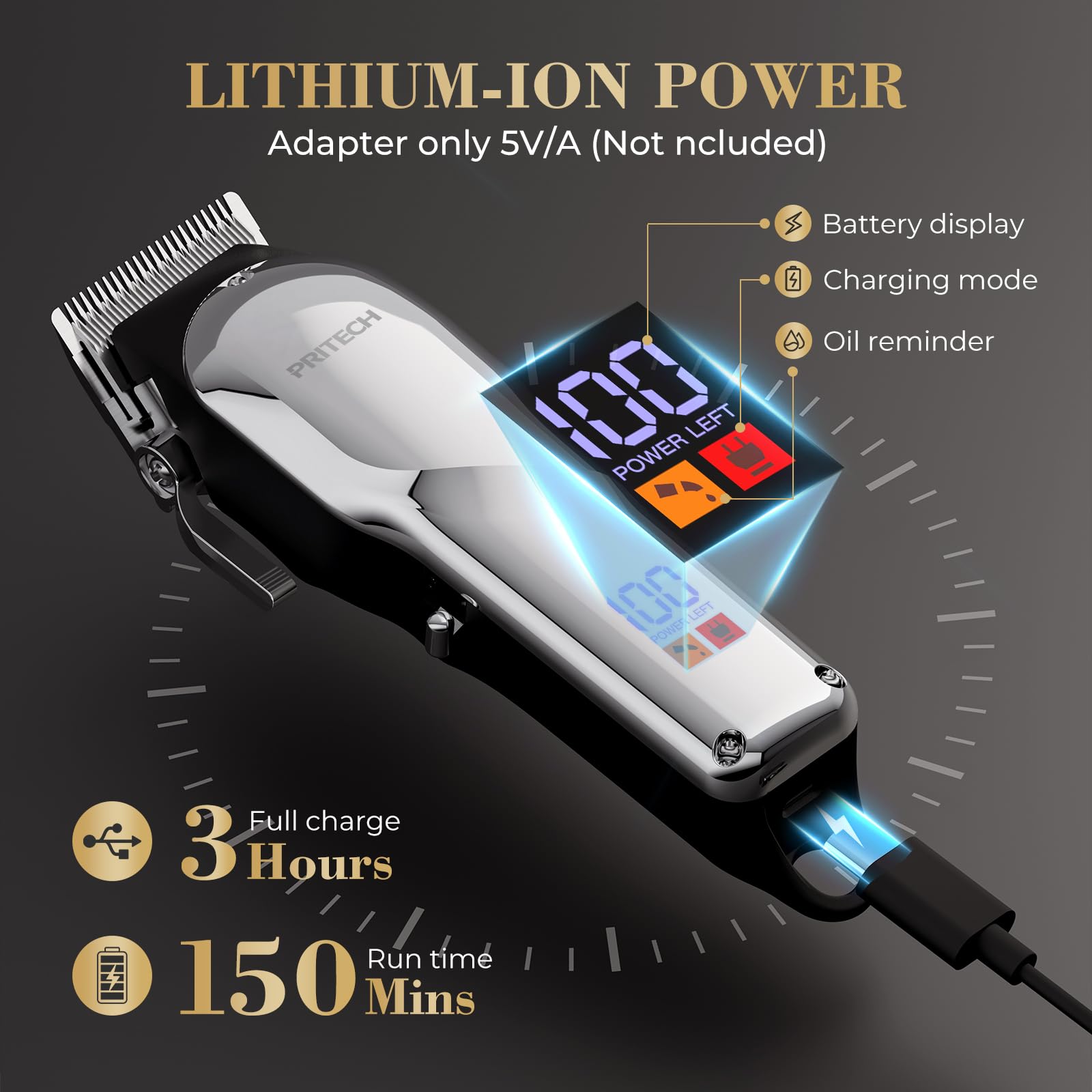PRITECH Barber Hair Clippers lame carbone inox pour une coupe durable et précise