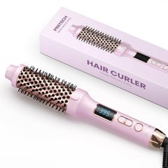 PRITECH brosse thermique 1,5 po en action pour un brushing volumineux et lisse.
