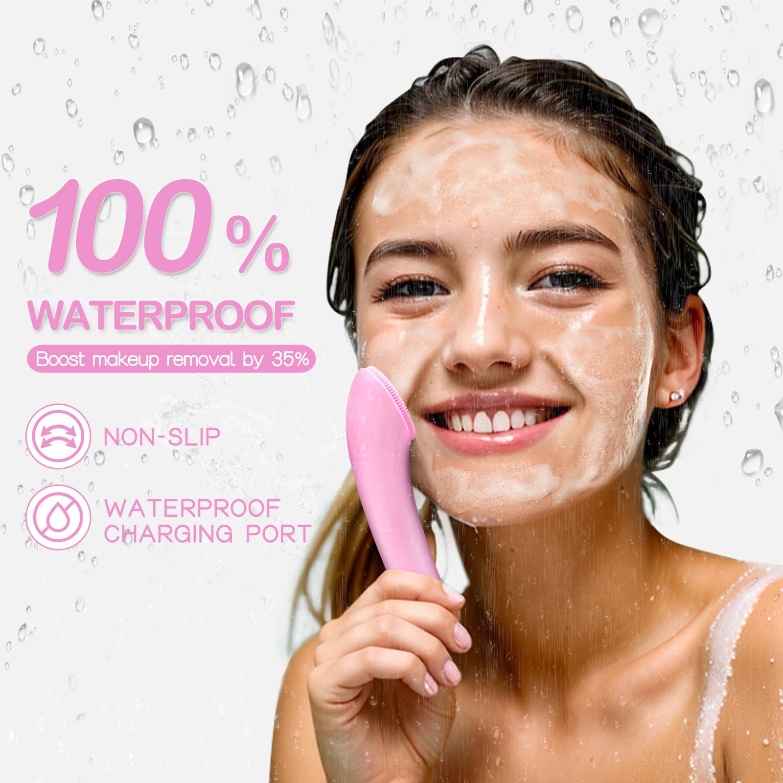 PRITECH brosse visage étanche et rechargeable, usage quotidien sans fil