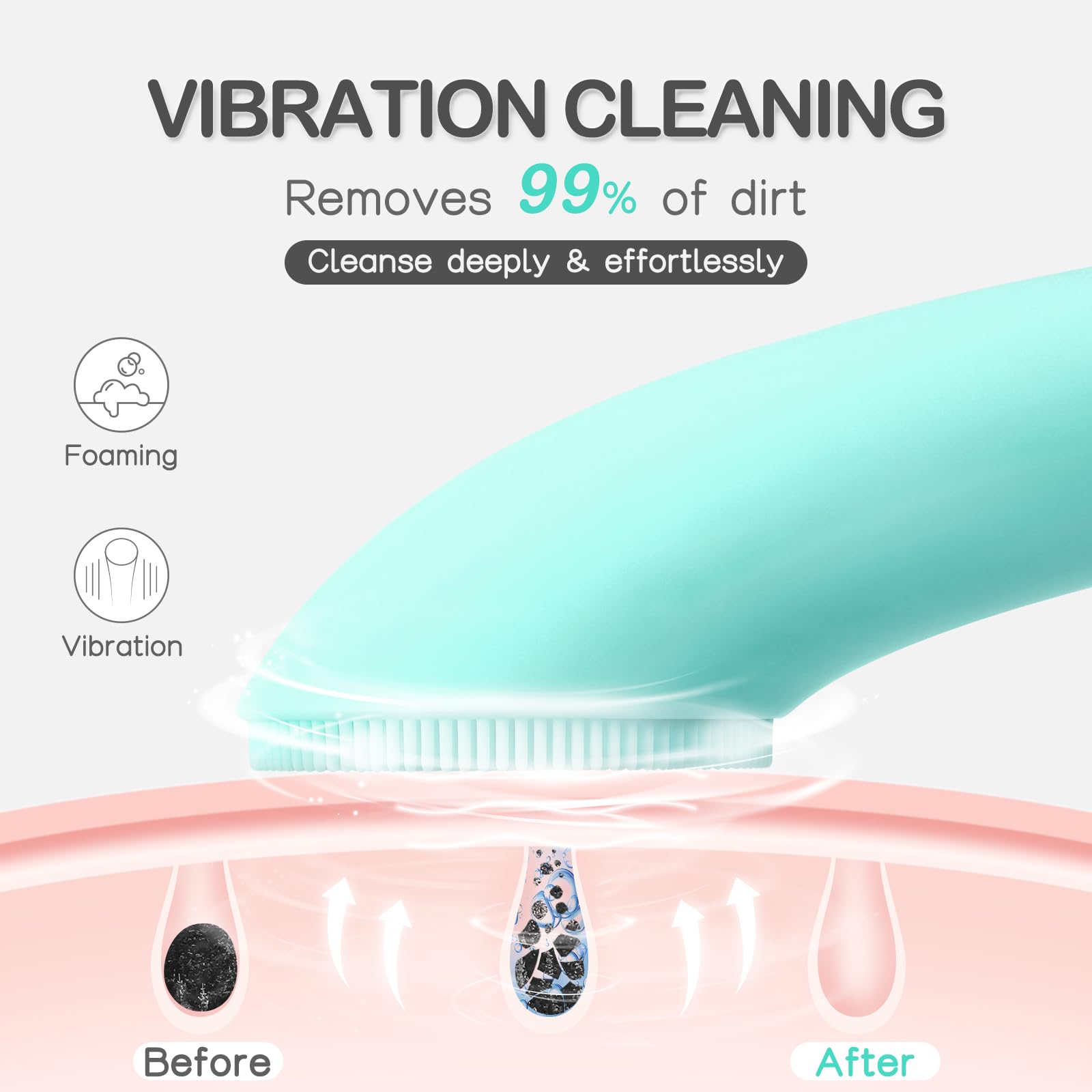 PRITECH mode vibration de la brosse visage pour peau éclatante