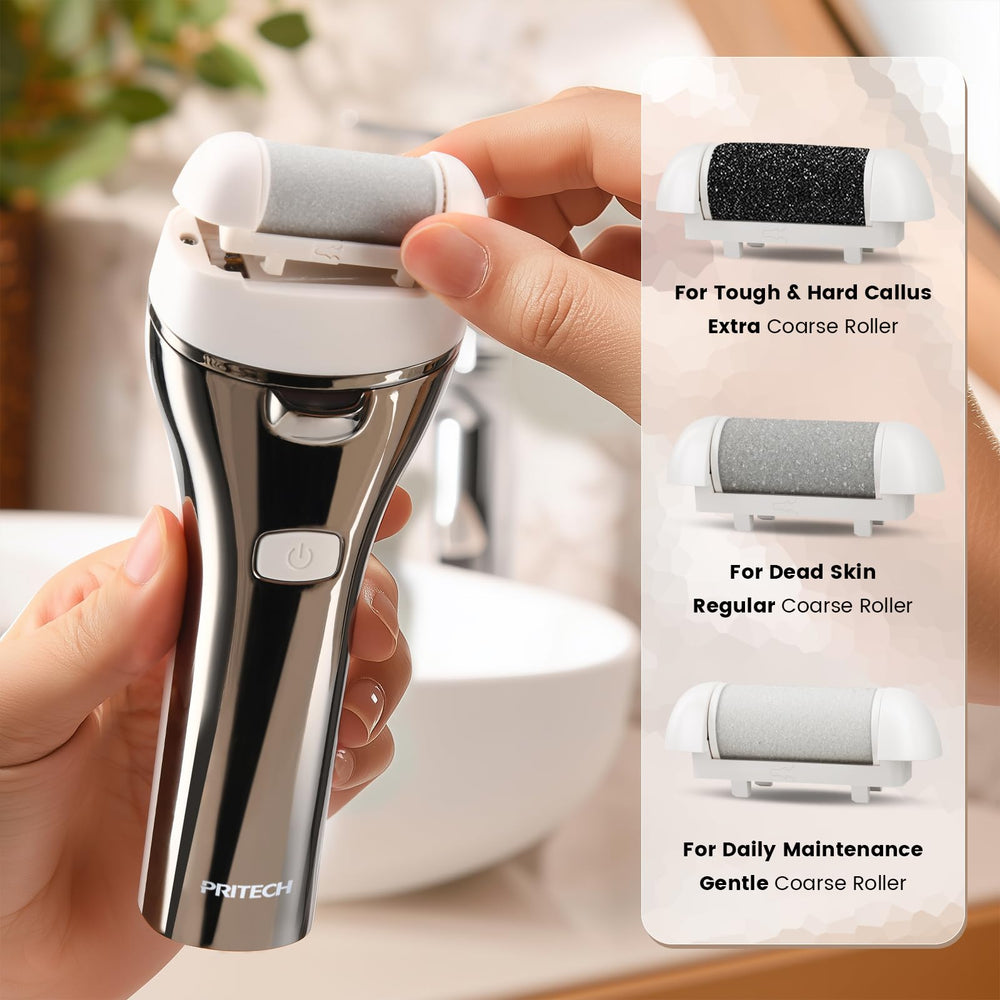 PRITECH rasoir électrique pour pieds — affichage LED et batterie longue durée.