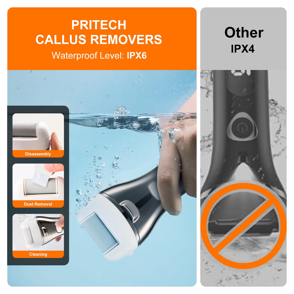 PRITECH rasoir électrique pour pieds — utilisation sous l'eau grâce à l'étanchéité.