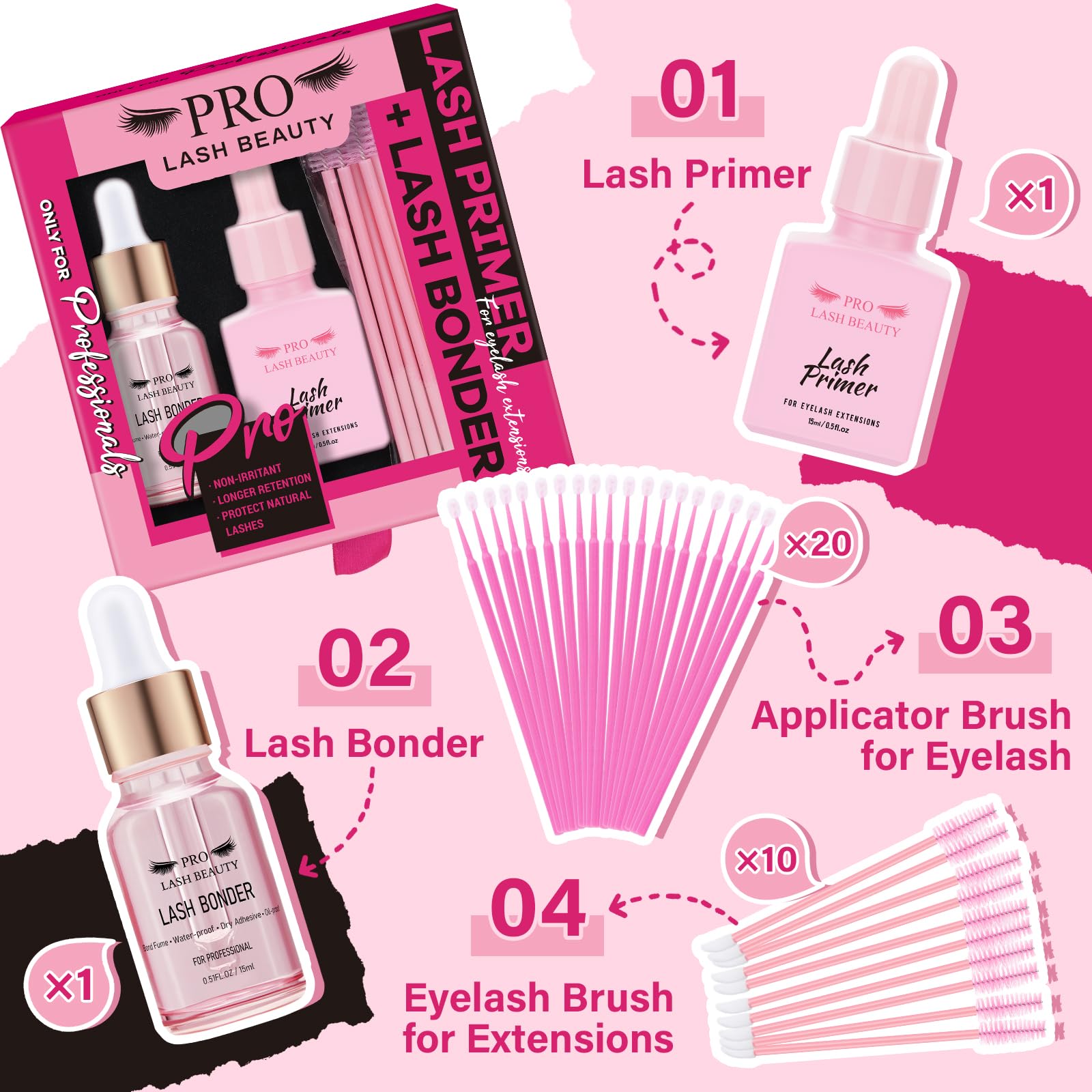 PRO LASHBEAUTY bonder-primer goutte d application précise et économique