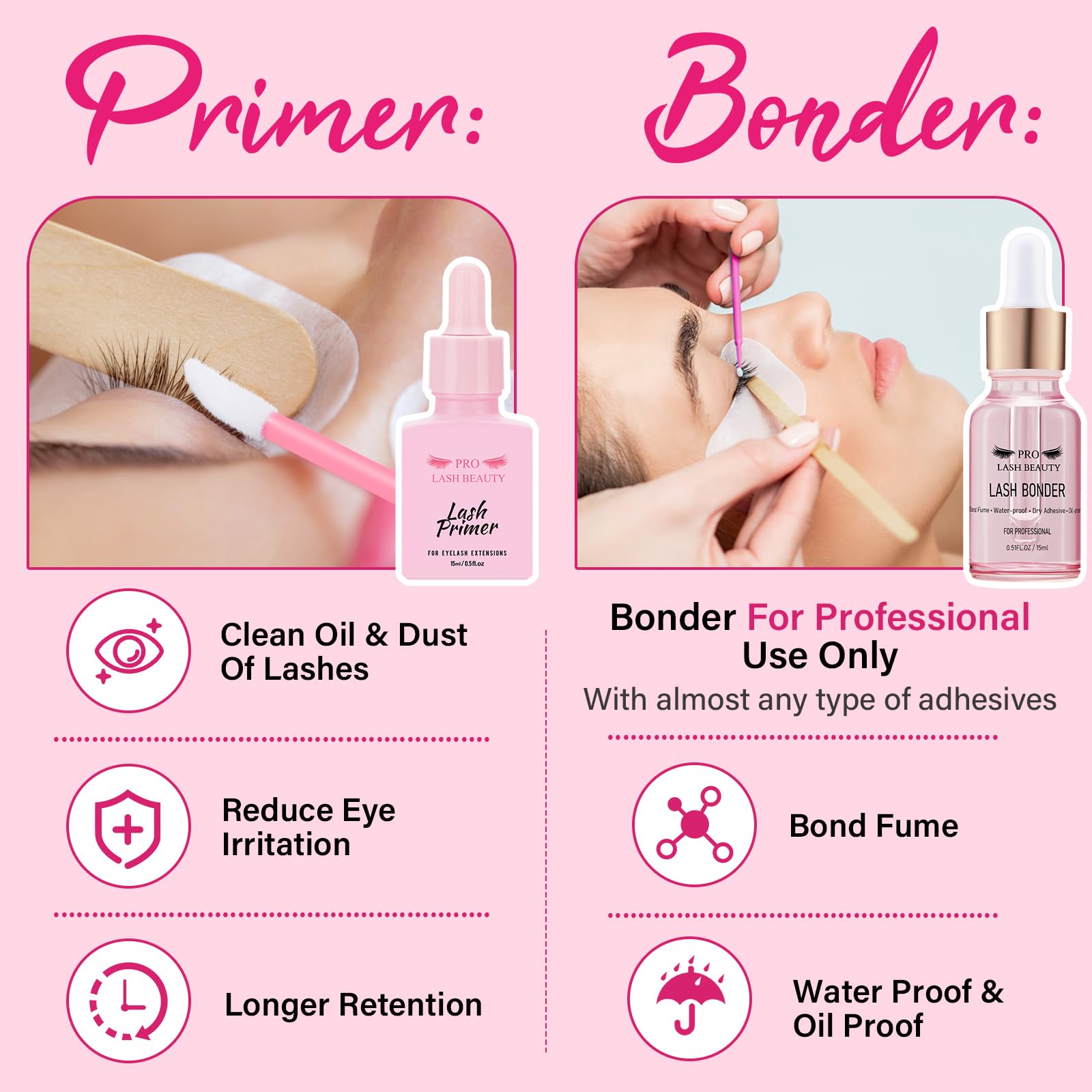 PRO LASHBEAUTY bonder-primer prep cils elimine huile pour base idéale